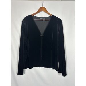 George 90s One Button Velvet Stretch Cardigan Size XL Black Whimsigoth Witchy